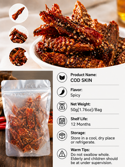 🌶️Premium Crispy Spicy Cod Skin Snack | Crunchy Seafood Chips-Ying