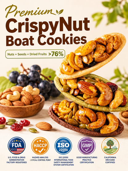 🍪Premium Crispy Almond Cashew Cookies – Roasted Nut Snack with Cocoa, Matcha & Original Flavors-Ying